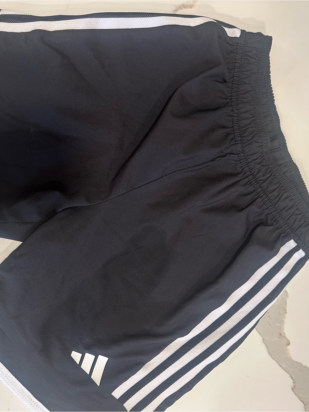 Black Kids Athletic Shorts with White Stripes Youth Large